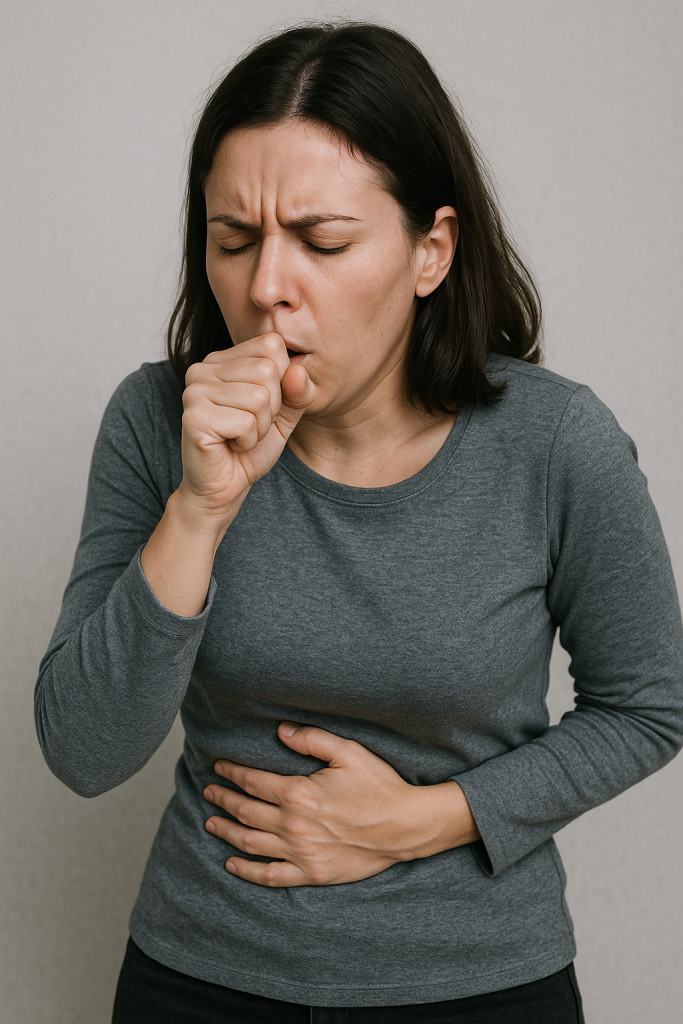"illustration showing why does my stomach hurt when I cough and possible causes"